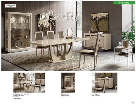 Esf Furniture - Elite Ivory With Ambra 8 Piece Dining Room Set W-1Ext - Elite2Drbuffetivory-8Set