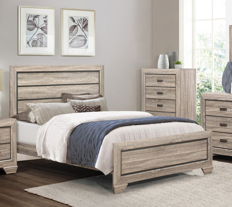 Natural Finish Contemporary Design 1pc Queen Size Bed Dark Under-Paneling Wooden Bedroom Furniture - Home Elegance USA