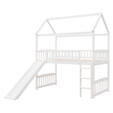 Twin Loft Bed with Slide, House Bed with Slide,White(OLD SKU :LT000212AAK) - Home Elegance USA