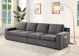 Waylon Gray Linen 4-Seater Sofa with Pockets - Home Elegance USA