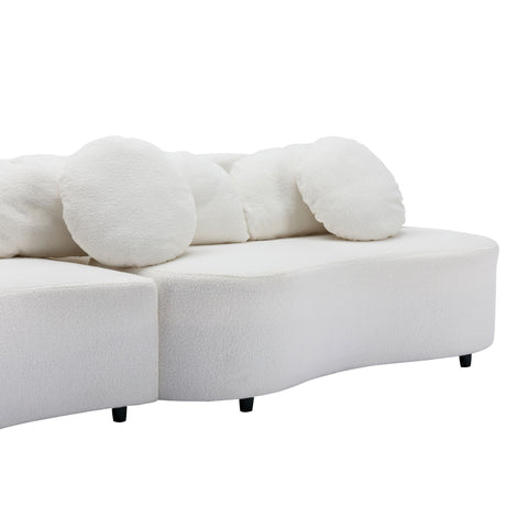 103.9" Modern Living Room Sofa Lamb Velvet Upholstered Couch Furniture for Home or Office, Beige - SG000860AAA - image - 9