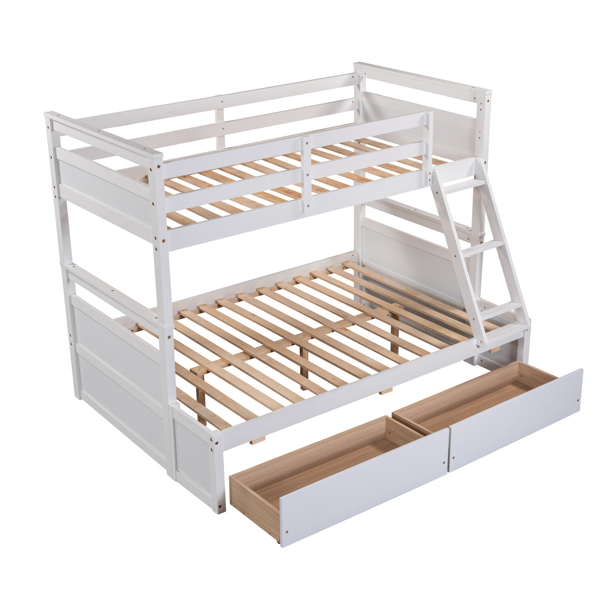 Twin over Full Bunk Bed with Storage - White(OLD SKU :LP000022AAK) - Home Elegance USA