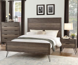 Unique Design 3-Tone Gray Finish 1pc Eastern King Bed Metal Legs Horizontal Slat Design Headboard Footboard Bedroom Furniture - Home Elegance USA