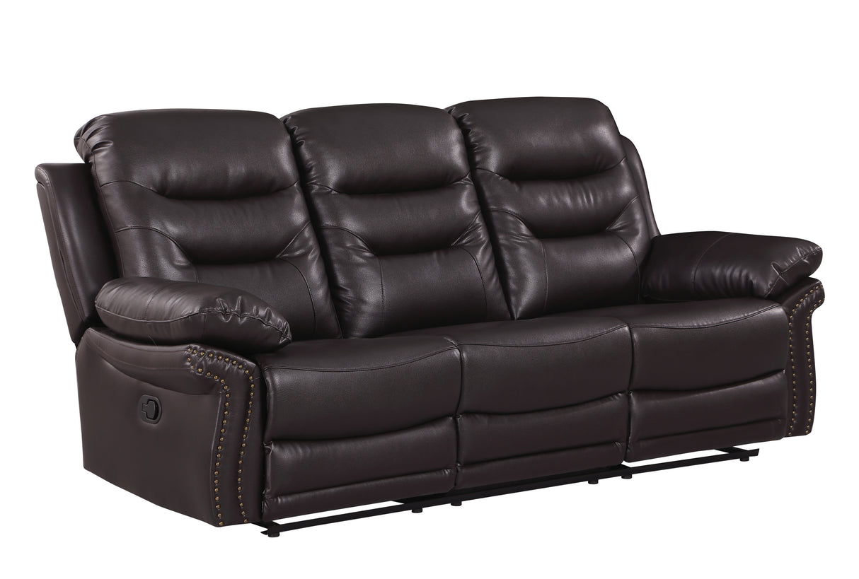 Global United  Leather Air Upholstered Reclining Sofa with Fiber Back - Home Elegance USA