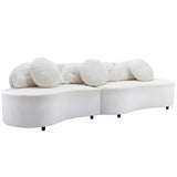 103.9" Modern Living Room Sofa Lamb Velvet Upholstered Couch Furniture for Home or Office, Beige - SG000860AAA - image - 8