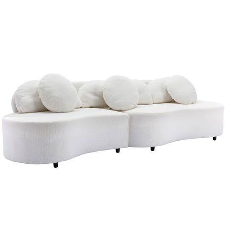 103.9" Modern Living Room Sofa Lamb Velvet Upholstered Couch Furniture for Home or Office, Beige - SG000860AAA - image - 8