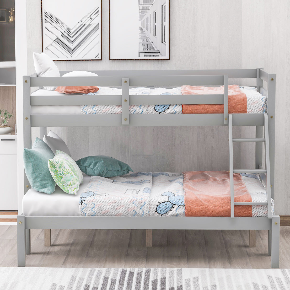 Twin over full bunk bed (Gray) ( old sku: WF193722AAE ) - Home Elegance USA