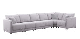 Penelope Light Gray Linen Fabric Reversible 6PC Modular Sectional Sofa with Pillows - Home Elegance USA