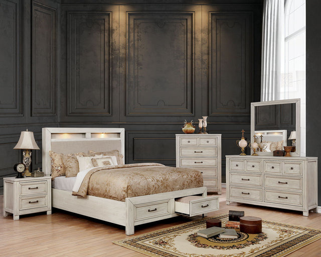 Tywyn - 5 Piece Queen Bedroom Set With 2Ns - Antique White - Home Elegance USA