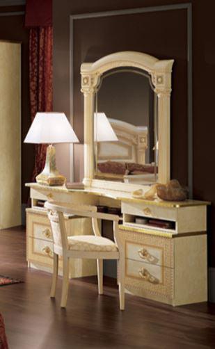 Esf Furniture - Aida Vanity Dresser With Mirror Set In Ivory-Gold - Aidavdresser-M