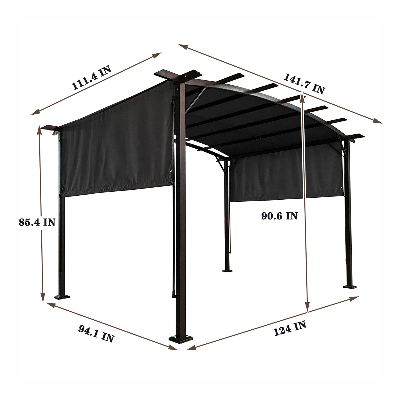 12 x 9 Ft Outdoor Pergola Patio Gazebo,Retractable Shade Canopy,Steel  Frame Grape Gazebo,Sun shelter Pergola for Gardens,Terraces,Backyard