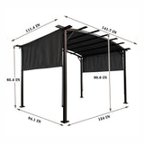 12 x 9 Ft Outdoor Pergola Patio Gazebo,Retractable Shade Canopy,Steel  Frame Grape Gazebo,Sun shelter Pergola for Gardens,Terraces,Backyard