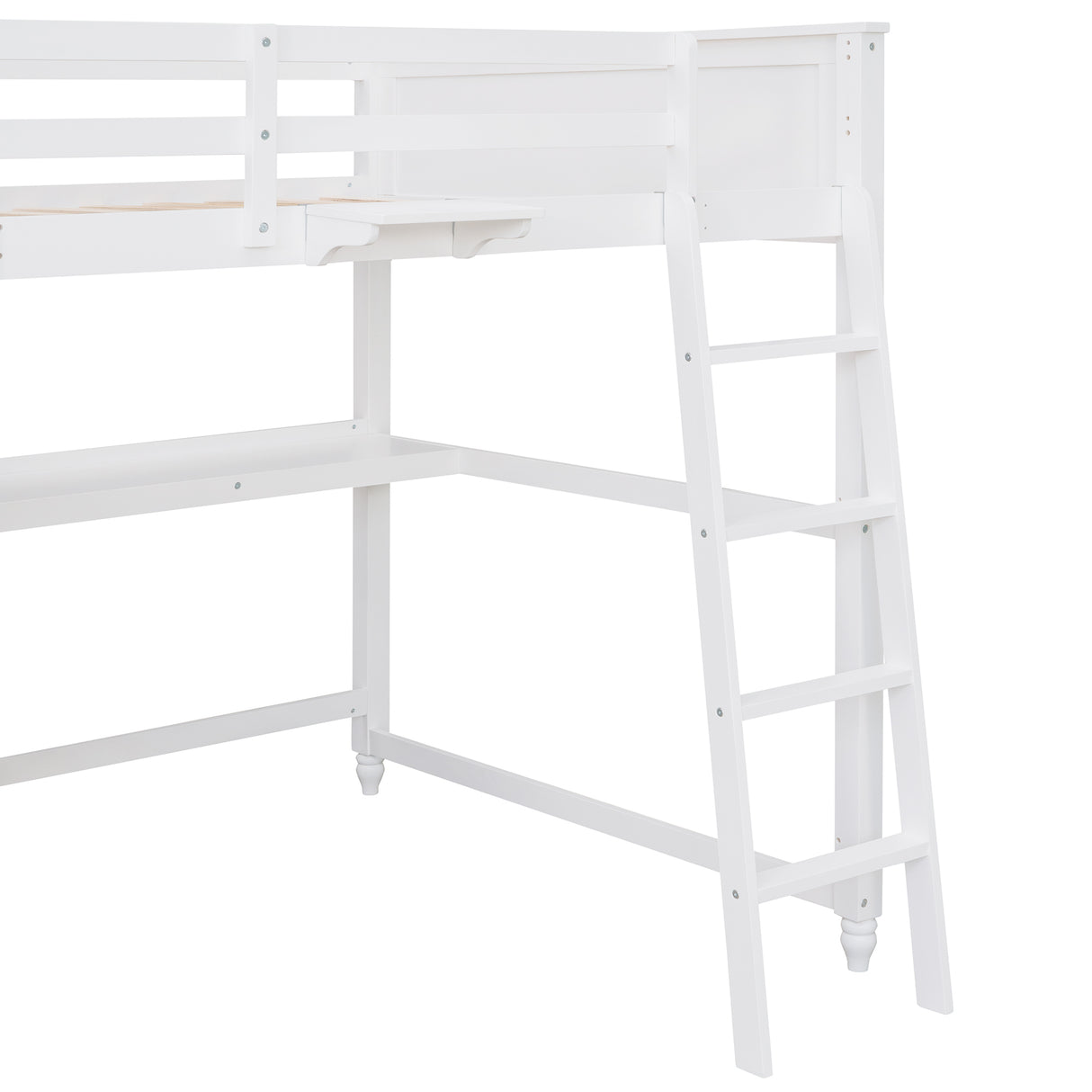 Full size Loft Bed with Drawers and Desk, Wooden Loft Bed with Shelves - White(OLD SKU:LT000529AAK) Home Elegance USA