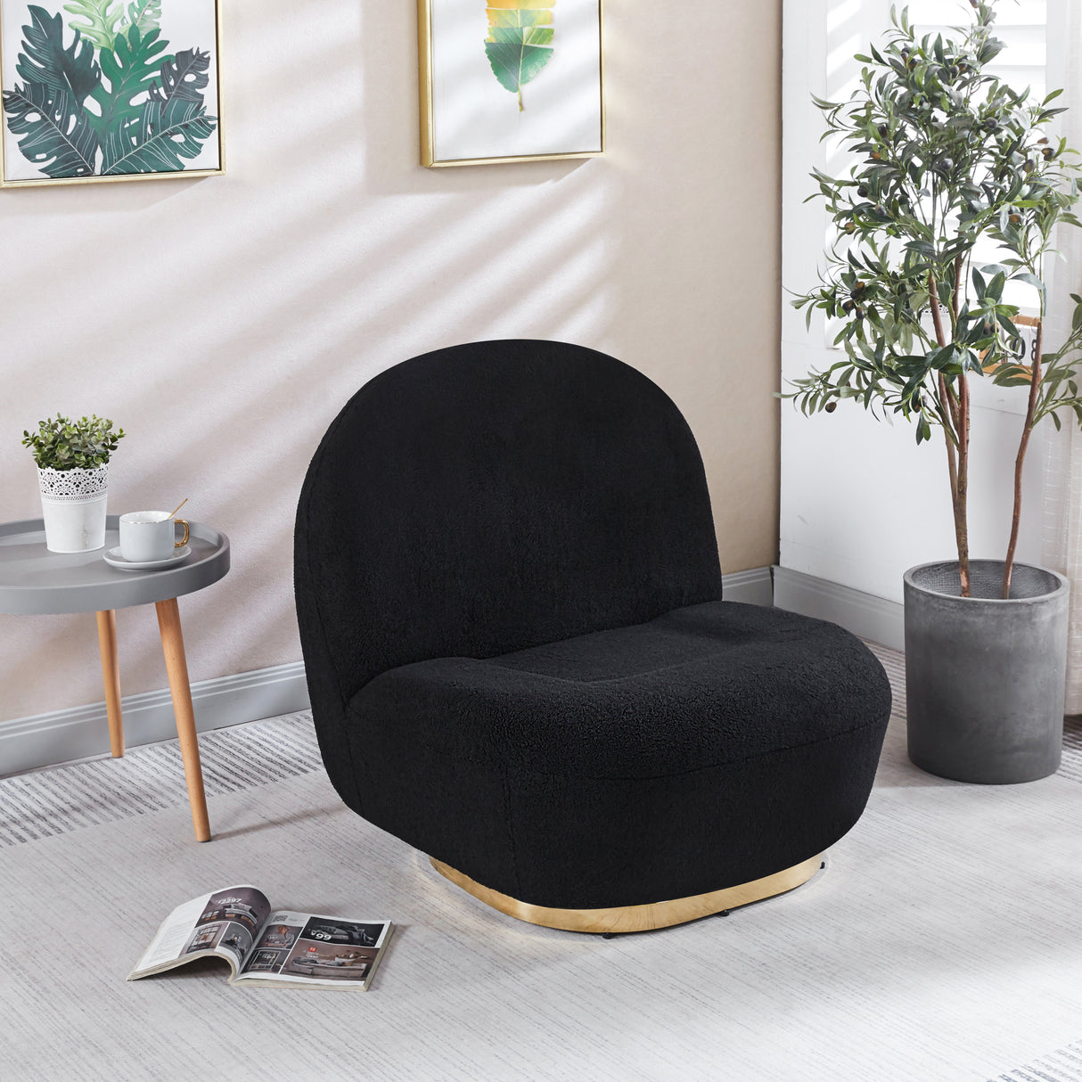 Modern Velvet Swivel Accent Chair, Swivel Barrel Chair with Gold Finish Stainless Steel Base - Home Elegance USA