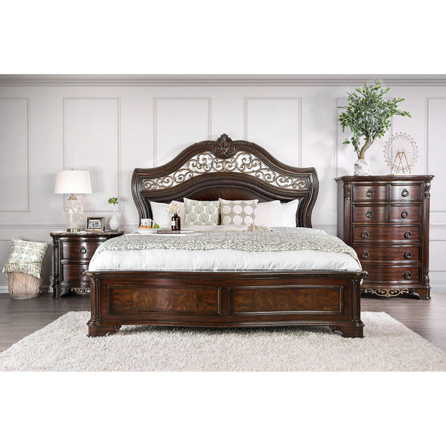 Menodora - 5 Piece Queen Bedroom Set With Chest - Brown Cherry - Home Elegance USA