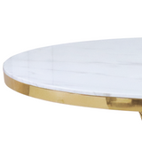 Luxurious Design Marble Round Dining Table with Gold Mirrored Finish Stainless Steel Base - Home Elegance USA