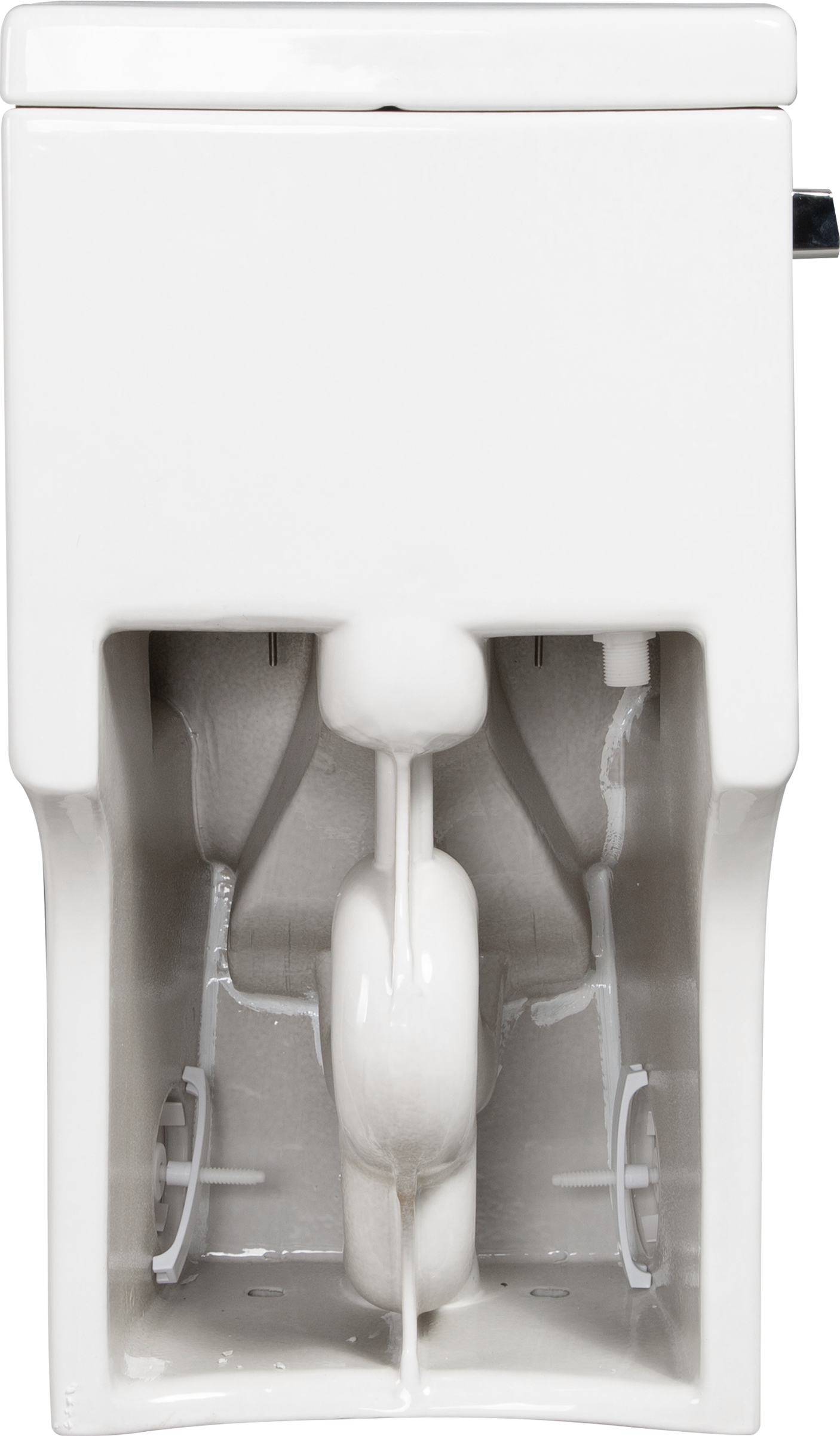 15 1/8 Inch 1.28 GPF 1-Piece Elongated Toilet with Soft-Close Seat - Gloss White  23T03-GW