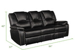 Hong Kong Power Reclining Sofa made with Faux Leather in Black Home Elegance USA