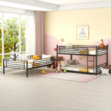 Full-Full-Full Metal  Triple Bed  with Built-in Ladder, Divided into Three Separate Beds,Black - Home Elegance USA