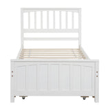 Twin size Platform Bed with Trundle, White - Home Elegance USA