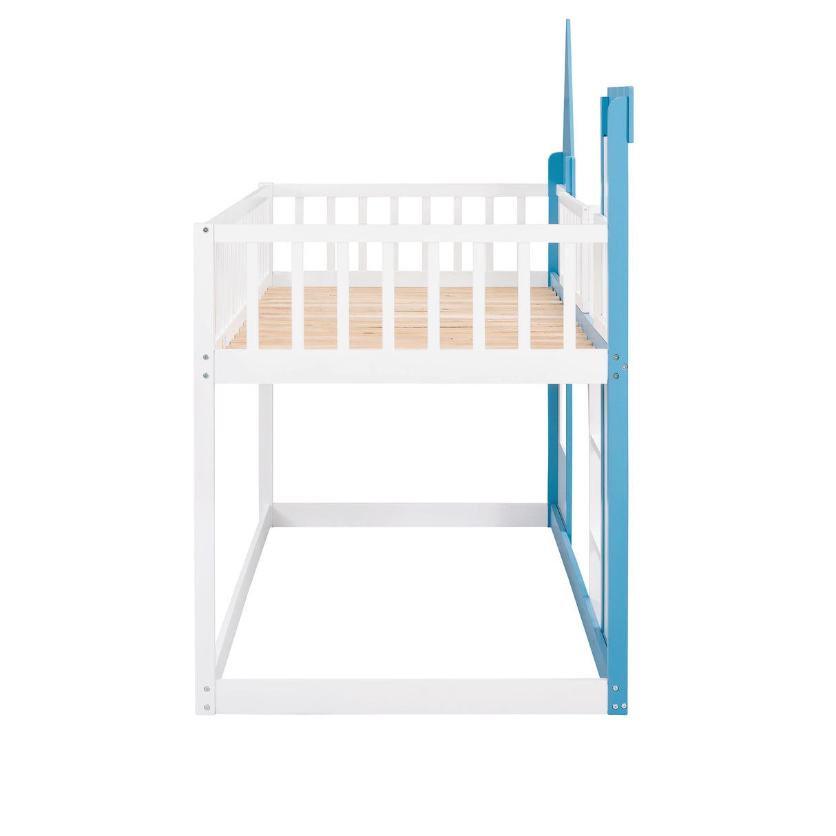 Twin Over Twin Castle Bunk Bed with Ladder - Blue - Home Elegance USA