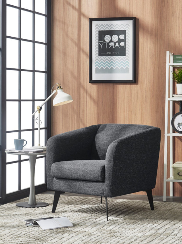 Divani Casa Bannack Modern Dark Grey Fabric Lounge Chair - Home Elegance USA