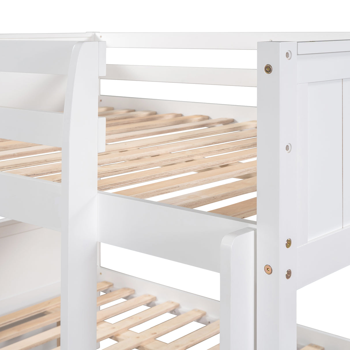 Full Over Full Bunk Bed with Twin Size Trundle, White ( old sku: LP000250AAK ) - Home Elegance USA