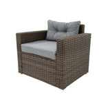 6 Piece Patio Rattan Wicker Outdoor Furniture Conversation Sofa Set with Removeable Cushions and Temper glass TableTop