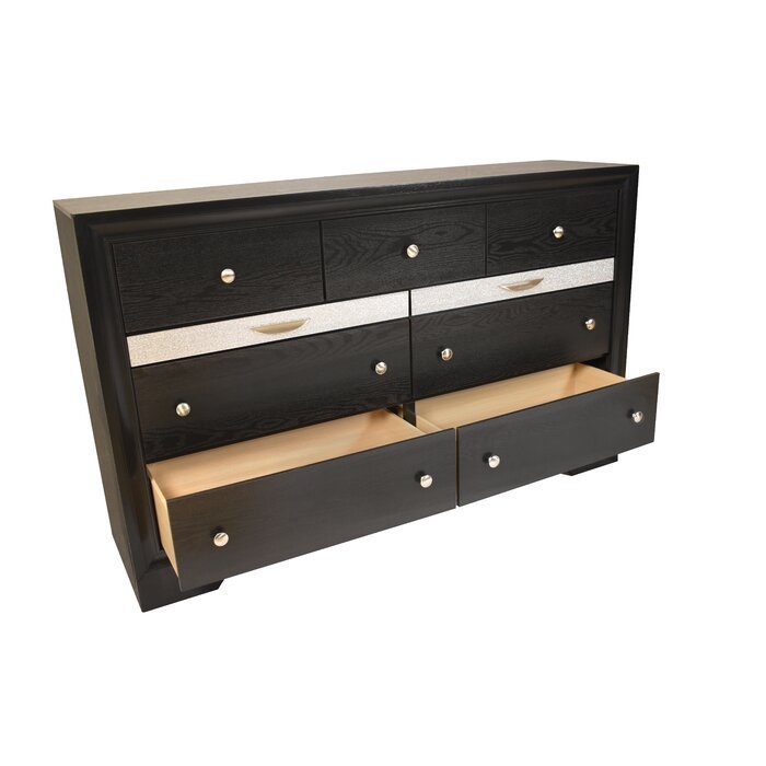 Traditional Matrix 7 Drawer Dresser in Black made with Wood - Home Elegance USA