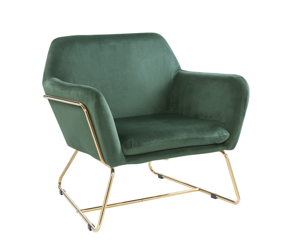 Keira Green Velvet Accent Chair with Metal Base - Home Elegance USA