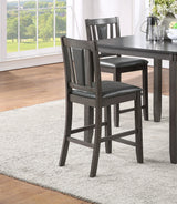 Grey Finish Dinette 5pc Set Kitchen Breakfast Counter height Dining Table w wooden Top Upholstered Cushion 4x High Chairs Dining room Furniture - Home Elegance USA