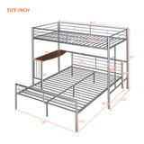 Twin Over Full Metal Bunk Bed with Desk, Ladder and Quality Slats for Bedroom, Metallic Silver（OLD SKU :LP000092AAN） - Home Elegance USA