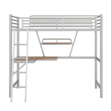 Twin Size Loft Metal&MDF Bed with Desk and Shelf, Silver (Old SKU:SM001105AAN-1) - Home Elegance USA