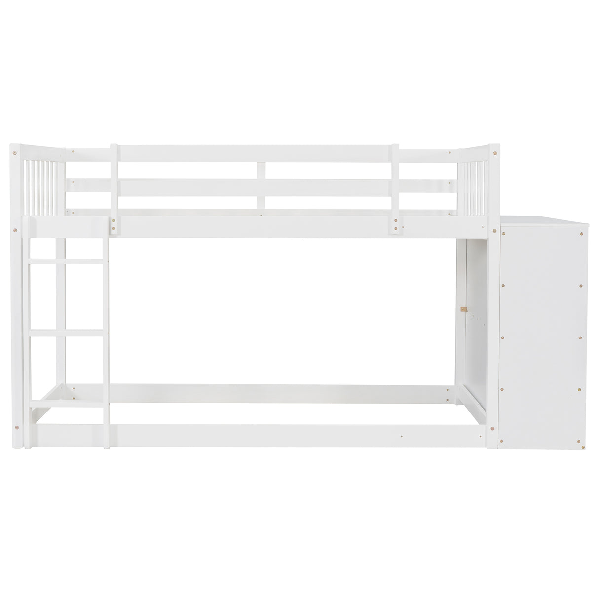 Twin over Twin Bunk Bed with 4 Drawers and 3 Shelves-White（OLD SKU: LP000067AAK） - Home Elegance USA