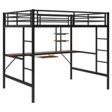 Loft Bed with Desk and Shelf , Space Saving Design,Full,Black (OLD SKU:MF285665AAB) - Home Elegance USA