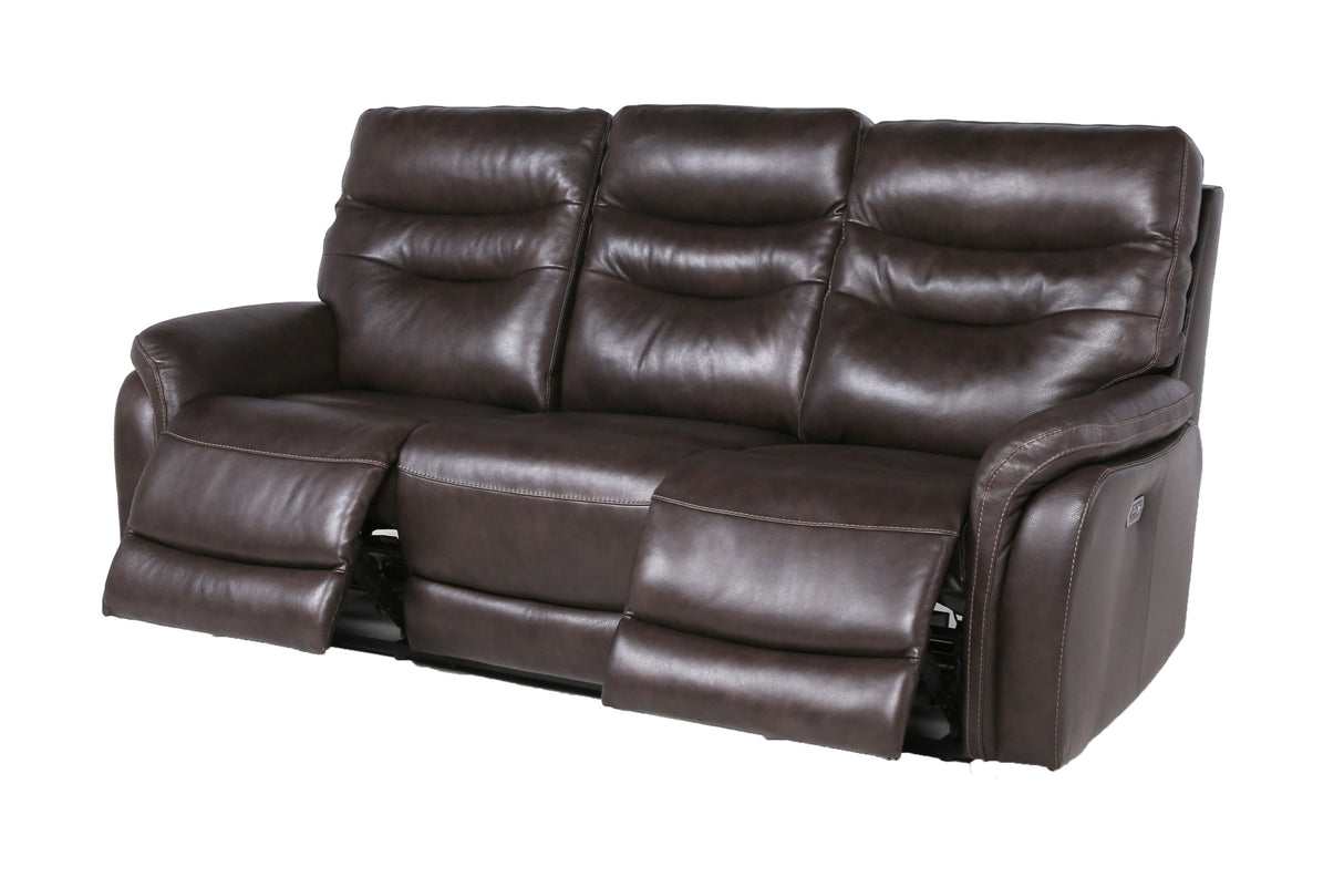 Top-Grain Leather Motion Sofa in Coffee - Contemporary Style, Reclining Footrests, USB Port Home Elegance USA