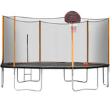 14FT Powder - coated Advanced Trampoline with Basketball Hoop Inflator and Ladder(Outer Safety Enclosure) Orange - W550S00014 - image - 5