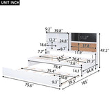 Full Size Daybed with Storage Shelves, Blackboard, Cork board, USB Ports and Twin Size Trundle, White(Expected Arrival Time: 8.2) - Home Elegance USA