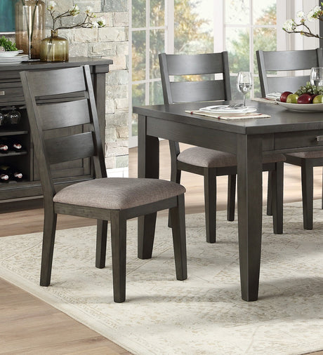 Gray Finish 7pc Dining Set Table with 6x Drawers and 6x Side Chairs Upholstered Seat Transitional Dining Room Furniture - Home Elegance USA