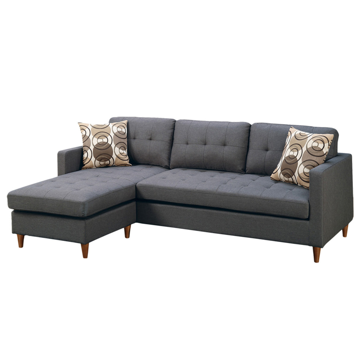 Linen-Like Fabric Reversible Sectional Sofa in Blue Grey - Home Elegance USA