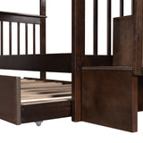 Stairway Twin-Over-Twin Bunk Bed with Twin size Trundle for Bedroom, Dorm, Adults, Espresso( old sku: LP000209AAP ) - Home Elegance USA