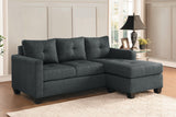 Unique Style Dark Gray Color 1pc Reversible Sofa Chaise Lenin-Like Fabric Upholstered Track Arms Tufted Sectional Sofa - Home Elegance USA