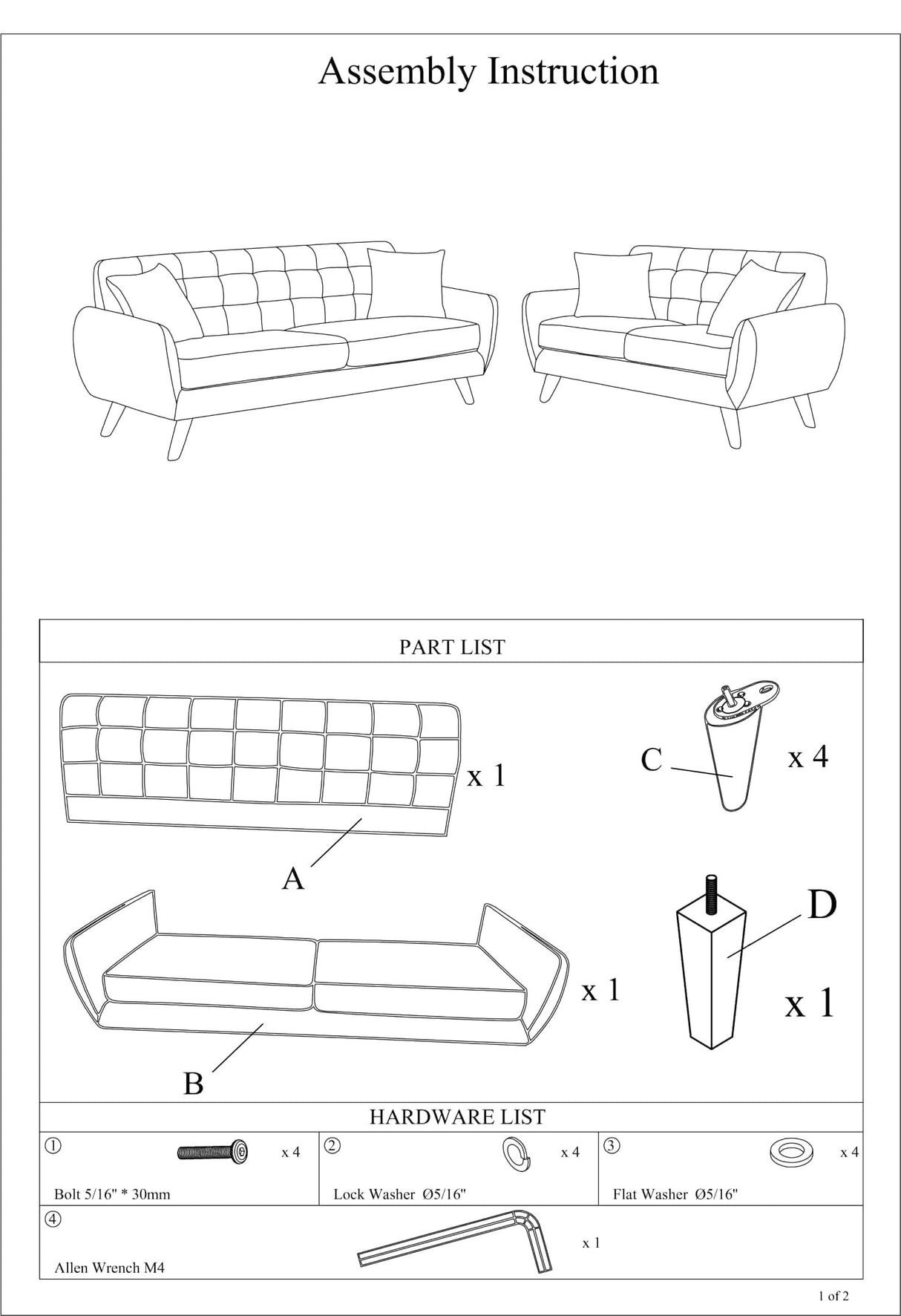 Grey Polyfiber Sofa And Loveseat 2pc Sofa Set Living Room Furniture Plywood Tufted Couch Pillows Home Elegance USA