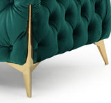 Moderno Tufted Chair Finished in Velvet Fabric in Green - Home Elegance USA
