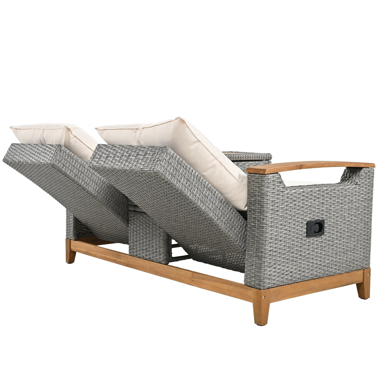 【Not allowed to sell to Wayfair】U_Style Outdoor Comfort Adjustable Loveseat,Armrest With Storage Space With 2 Colors,Suitable For Courtyards, Swimming Pools And Balconies, etc.