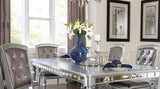 Glamorous Silver Finish Dining Set 5pc Dining Table 4x Side Chairs Crystal Button Tufted Upholstered Modern Style Furniture - Home Elegance USA