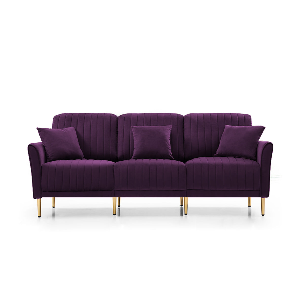 Living Room Sofa Velvet Upholstered Couch Furniture for Home or Office 3-Seat,Purple Home Elegance USA