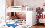 Twin over Twin Bunk Bed with 4 Drawers and 3 Shelves-White（OLD SKU: LP000067AAK） - Home Elegance USA