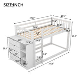 Twin over Twin Bunk Bed with Attached Cabinet and Shelves Storage,White (OLD SKU:GX000513AAK) - Home Elegance USA