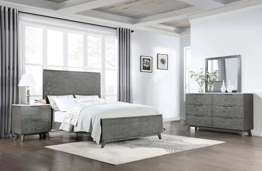 Queen Bed 4 Piece Set - Dark Gray - Home Elegance USA